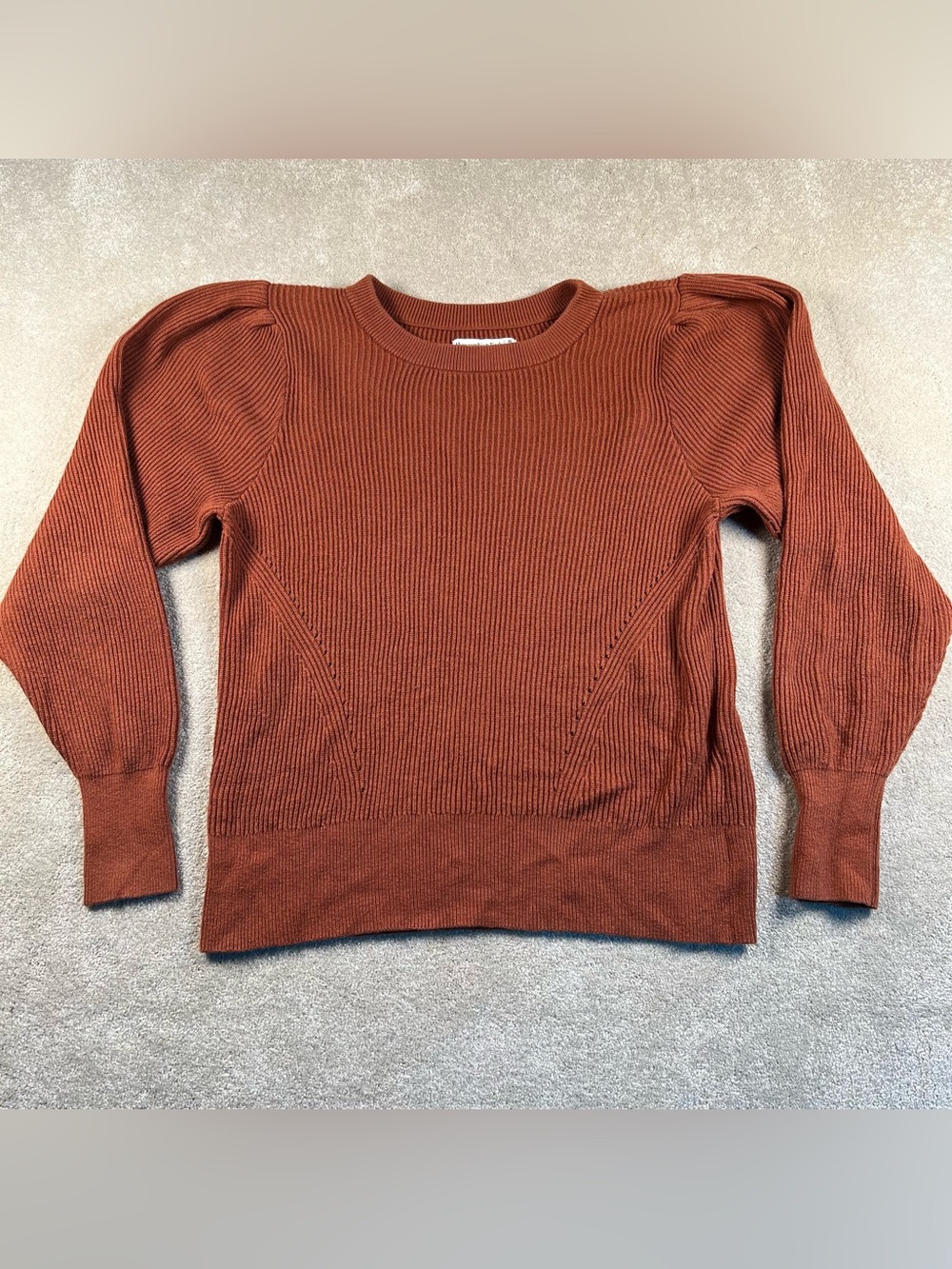 Abercrombie  Sweater Brown Crew Cotton Blend Pleated Shoulder Knit‎ women's XL